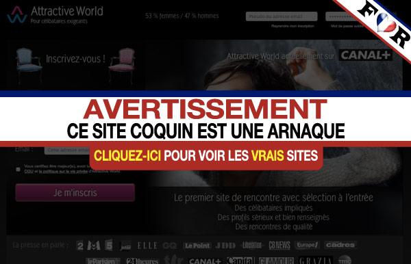 Aperçu de la page d'inscription sur AttractiveWorld.com