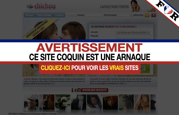 Aperçu de la page d'inscription sur Chichou.com